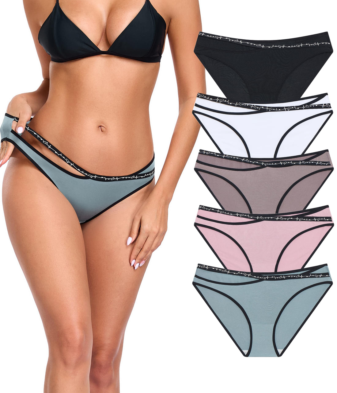 ANLIQI Women's Cotton Modal Ployamide Bikini Panties, Soft Moisture Wicking Hipster Briefs Undies for Ladies Multi-Pack