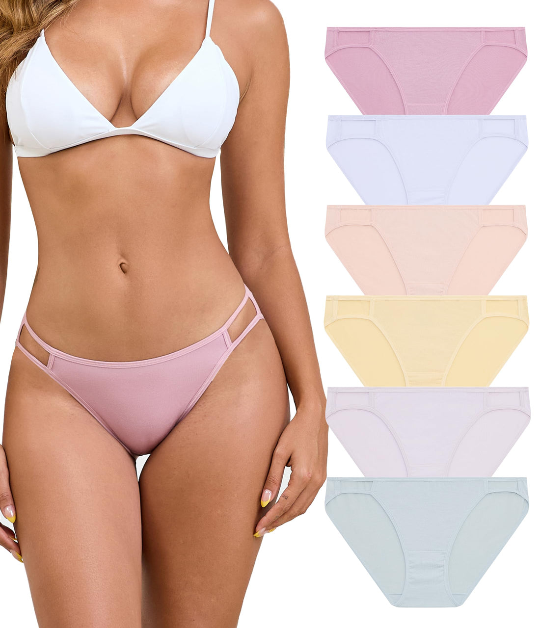 ANLIQI Women's High Cut String Bikini Panties Modal Comfort Breathable Stretch Bikini Underwear Soft Plus Size Underwear