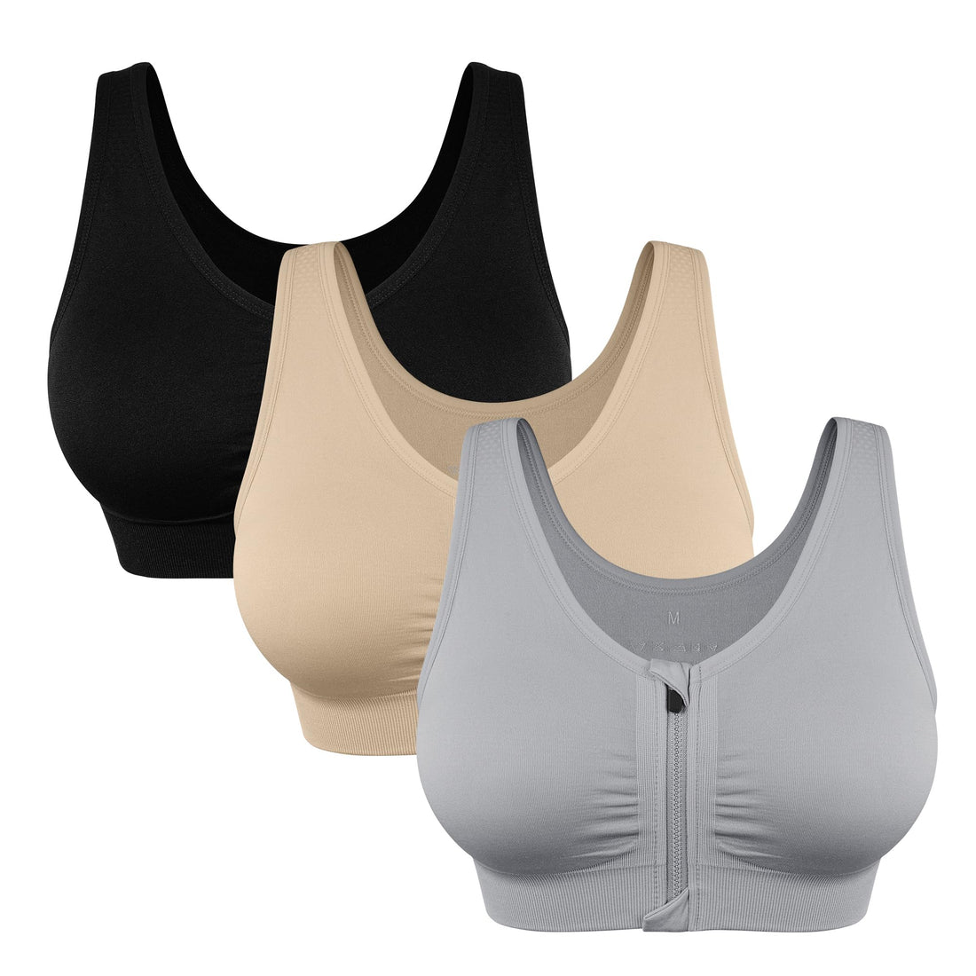 Women's Zip Front Sports Bra Wireless Post-Surgery Bra Workout Sports Bras | Zipper Front Closure, Surgical Mastectomy Bra, Post Op, Compression, Comfort, Medium Support, Active, Yoga, Removable Pads