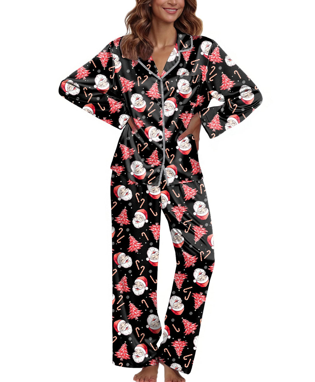 Ekouaer Pajamas For Women Silk Pjs Long Sleeve Button Down Lounge Sets