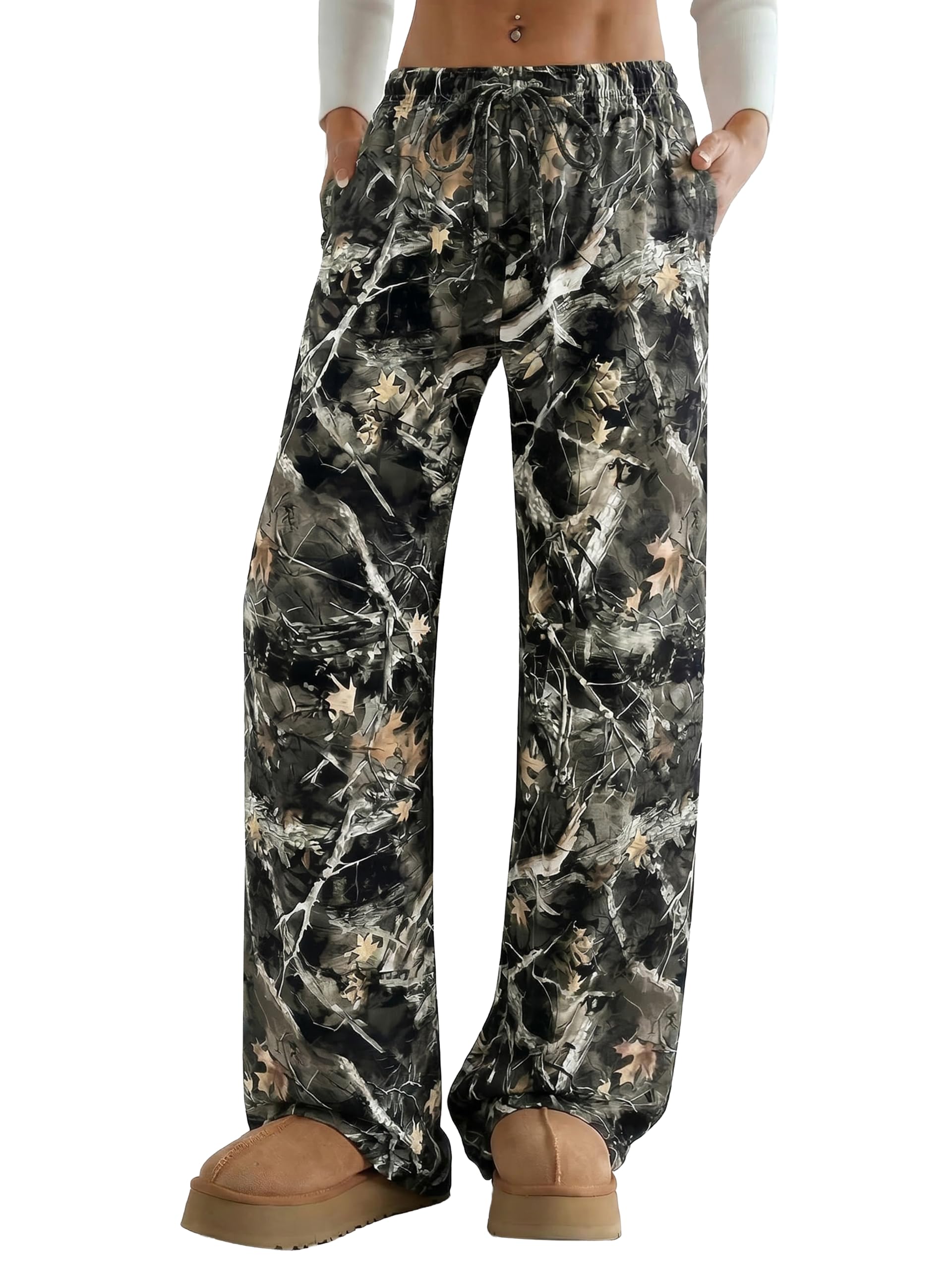 Women's Wide Leg Lounge Pants with Pockets 22/30 Inseam