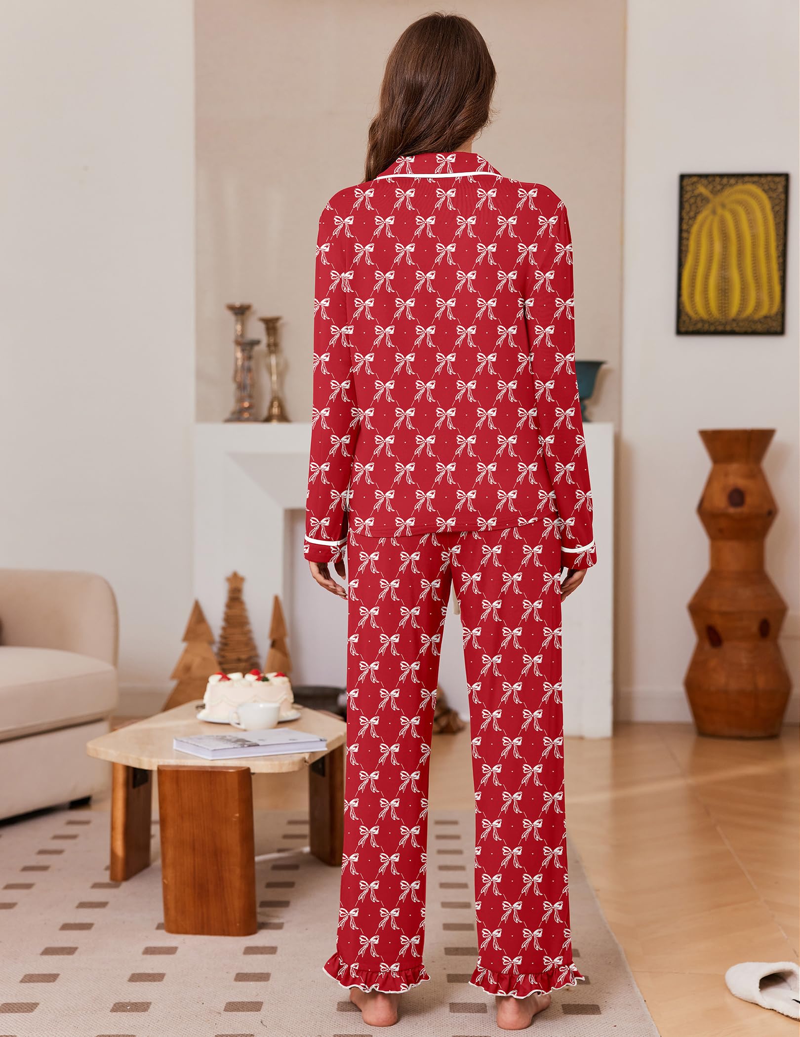 Ekouaer Womens Pajama Sets Long Sleeve Sleepwear Button Down Pjs Loungewear