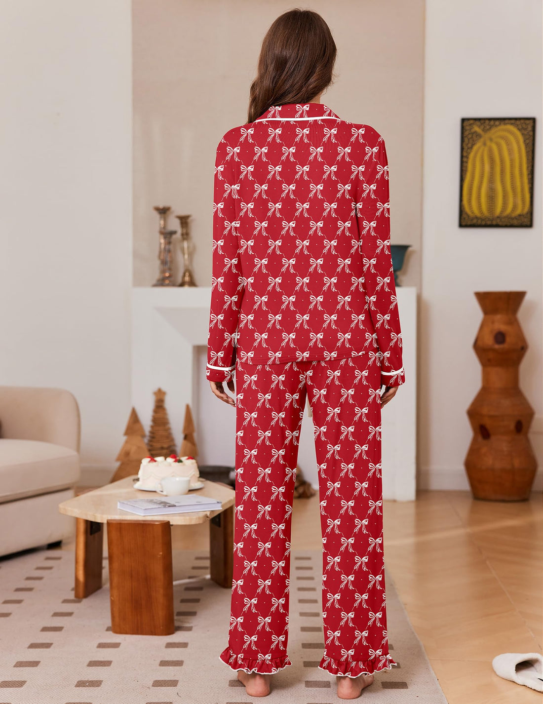 Ekouaer Womens Pajama Sets Long Sleeve Sleepwear Button Down Pjs Loungewear