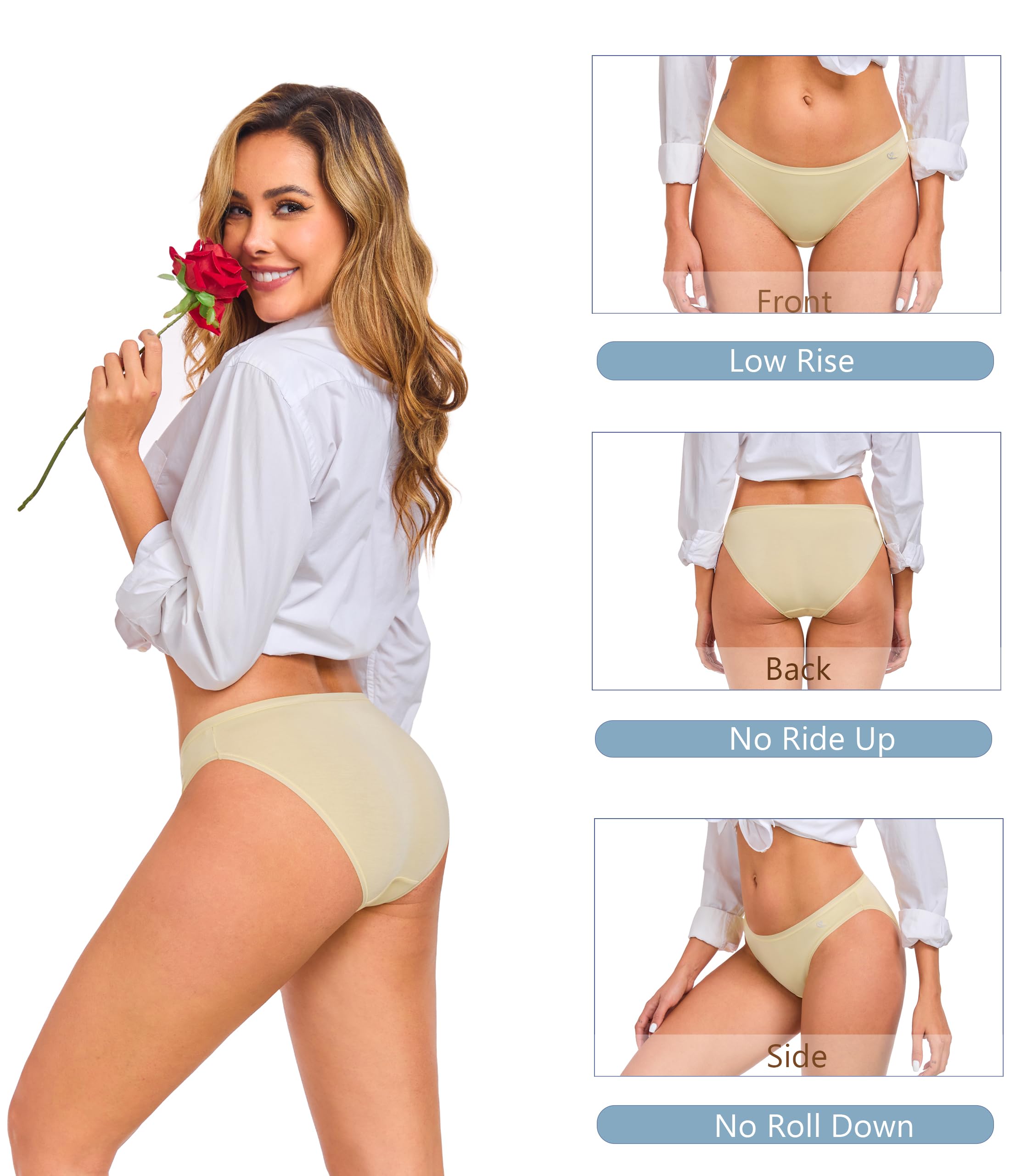 ANLIQI Modal Underwear Women Supersoft Bikini Panties for Women Pack Hi Cut Hipster Breathable Comfy Stretchy Ladies Undies