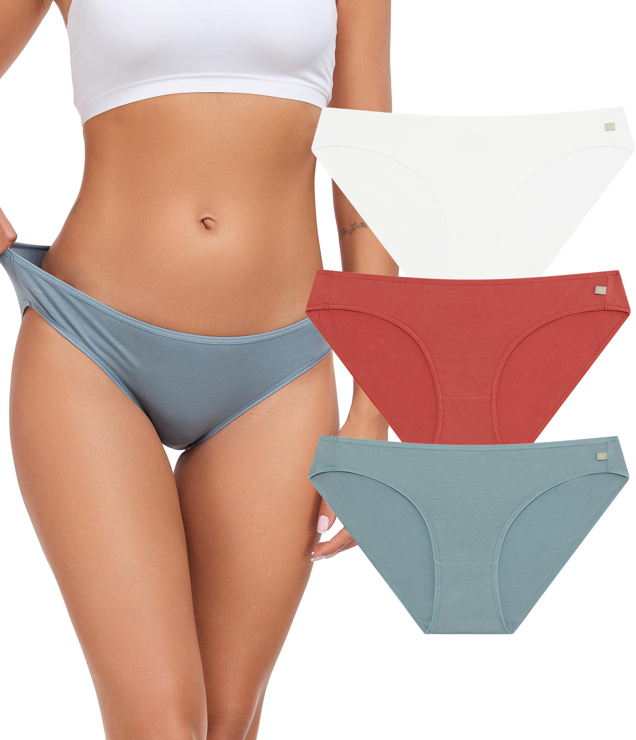 ANLIQI Women's Cotton Underwear Bikini Panties for Women Pack Moisture Wicking Soft Breathable Undies Stretch Hipster S-3XL