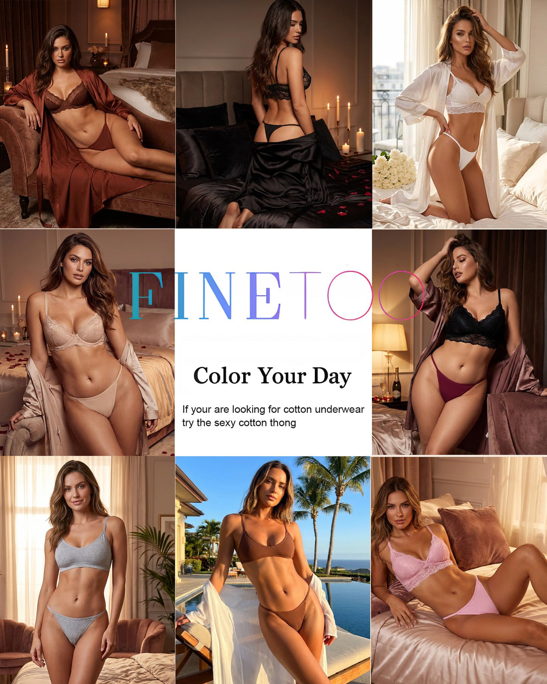 FINETOO 8 Pack Cotton Thongs for Women Sexy G-string Thong Underwear Seamless Low Rise Panties for Ladies Lingerie XS-XXL