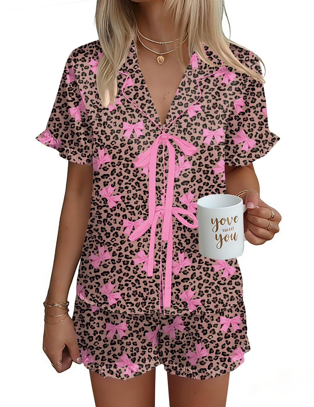 Ekouaer Satin Pajama for Women Short Sleeve Silky Pj Short Sets Lounge Set