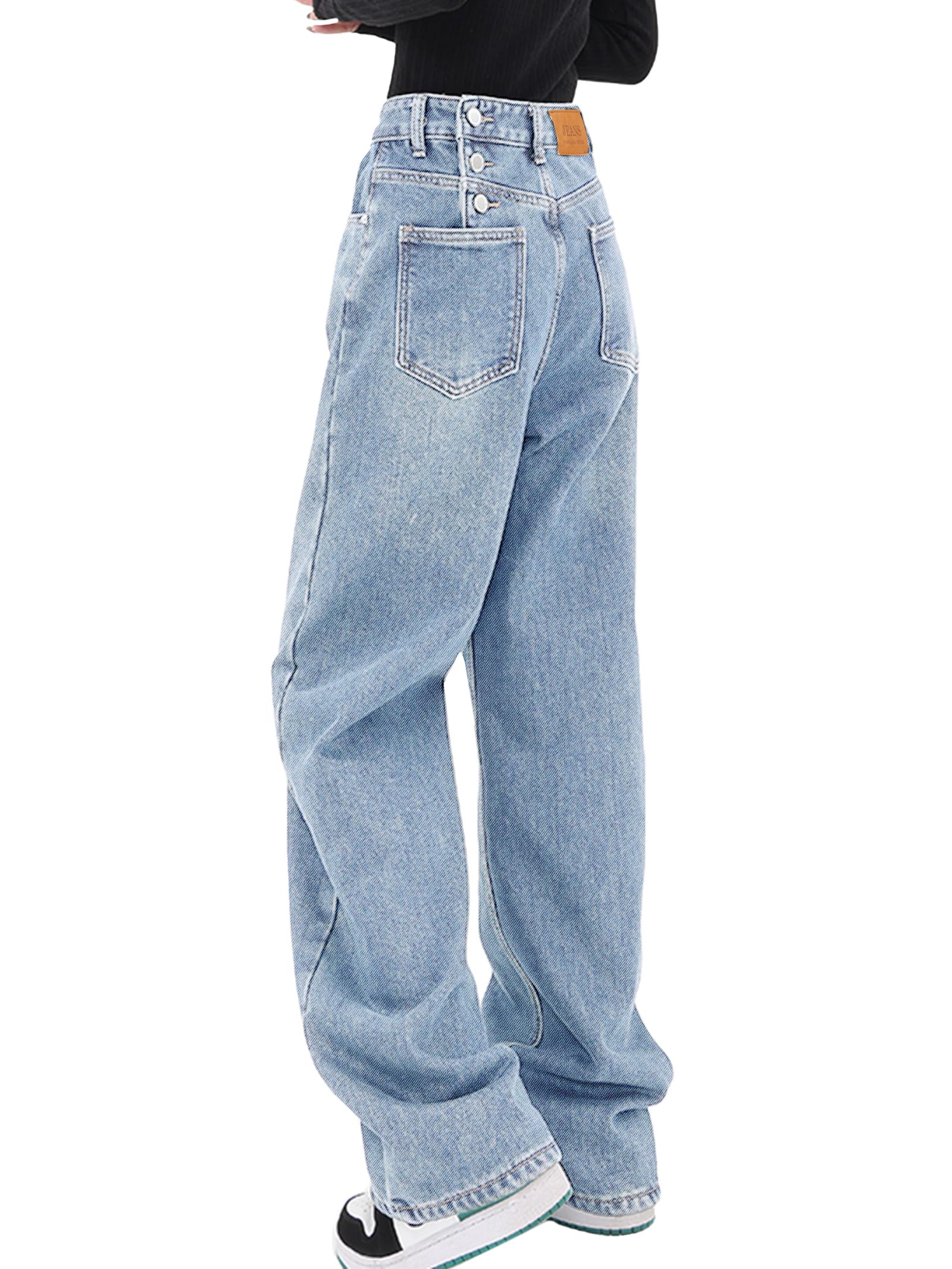 EMMIOL Women Baggy Jeans High Waist Boyfriend Streetwear Vintage Jeans Wide Leg Denim Pants