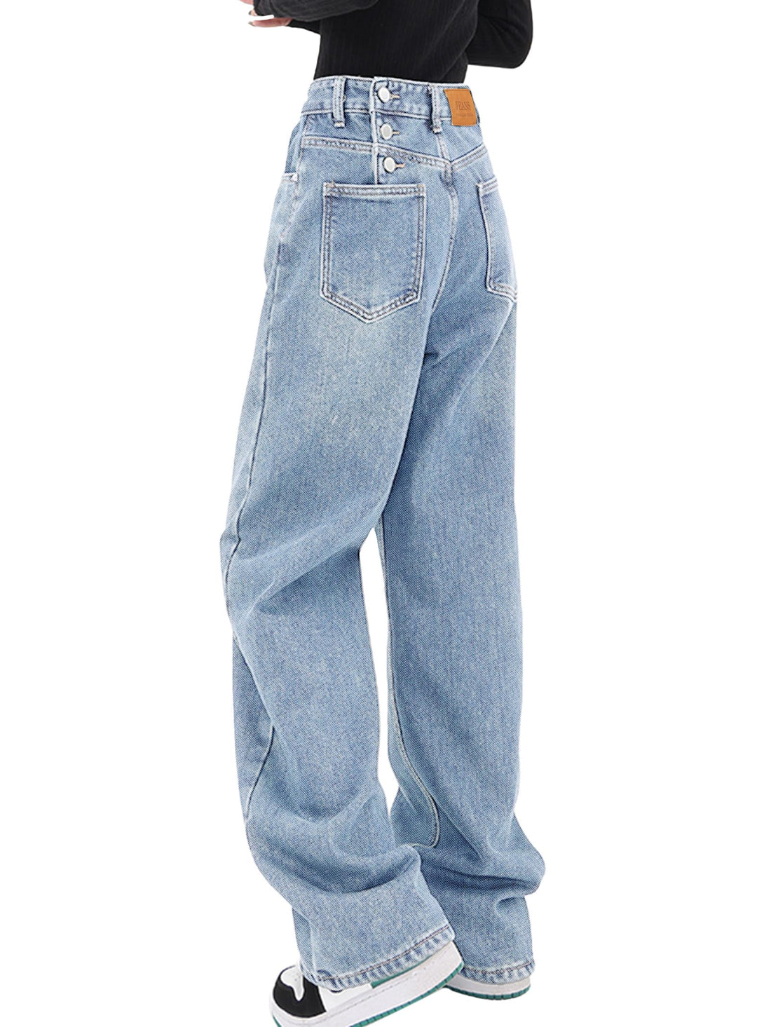 EMMIOL Women Baggy Jeans High Waist Boyfriend Streetwear Vintage Jeans Wide Leg Denim Pants