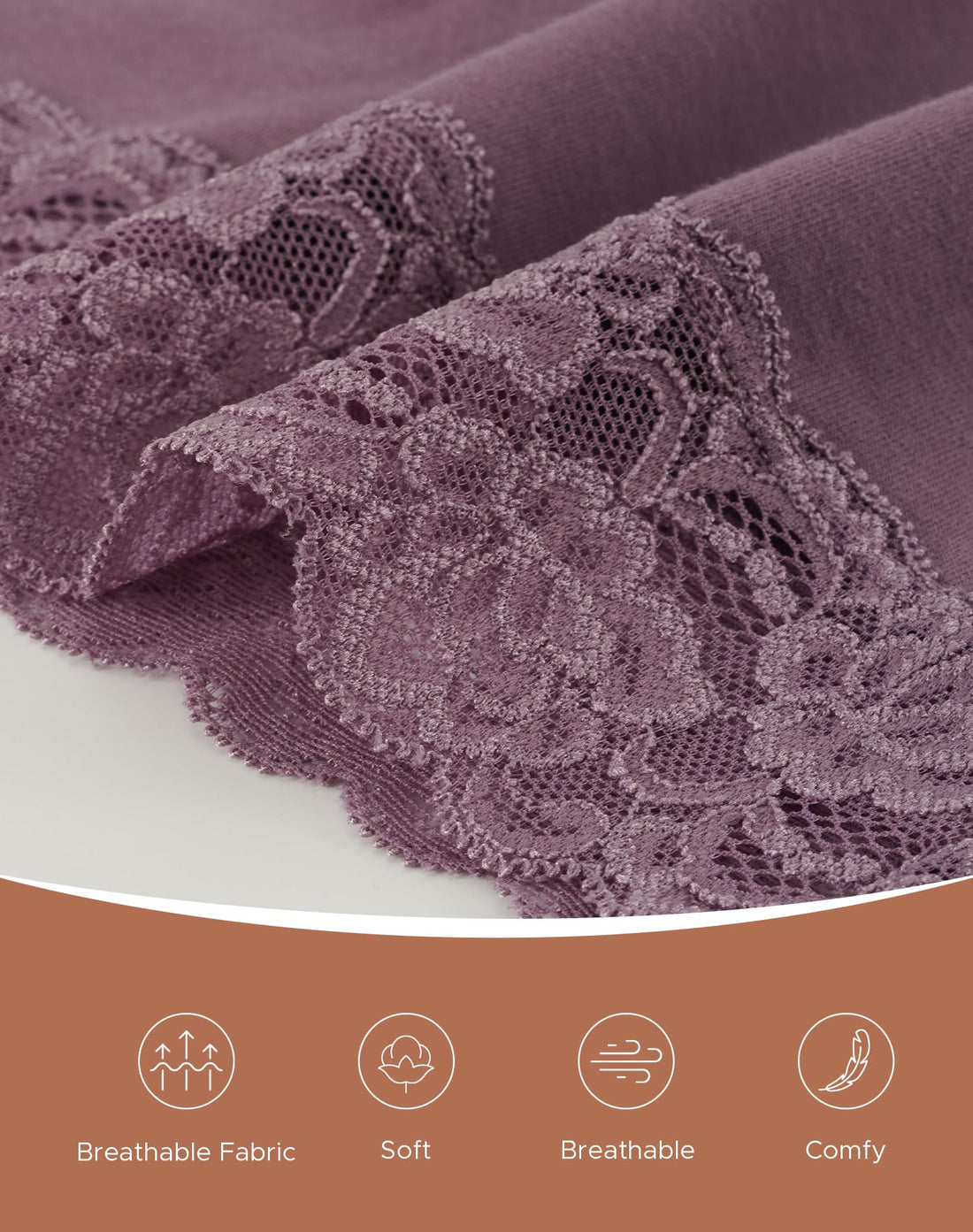INNERSY Women's Cotton Underwear Lace High Waisted Panties 5-Pack