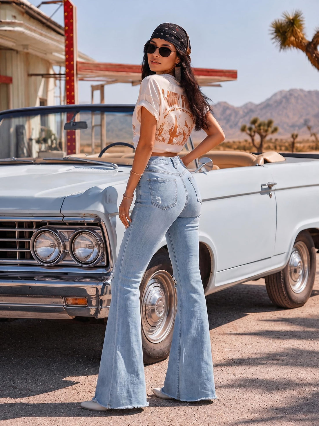 PEIHOT Vintage Bell Bottoms Flare Jeans for Women 90s High Waist Ripped Distressed Wide Leg High Rise Denim Pants