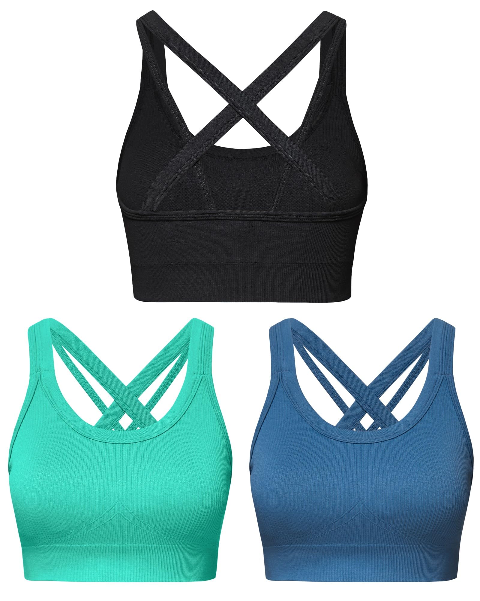 Sports Bras for Women HIigh Support, Criss-Cross Back Padded Strappy High Impact Sports Bras for Women Large Bust
