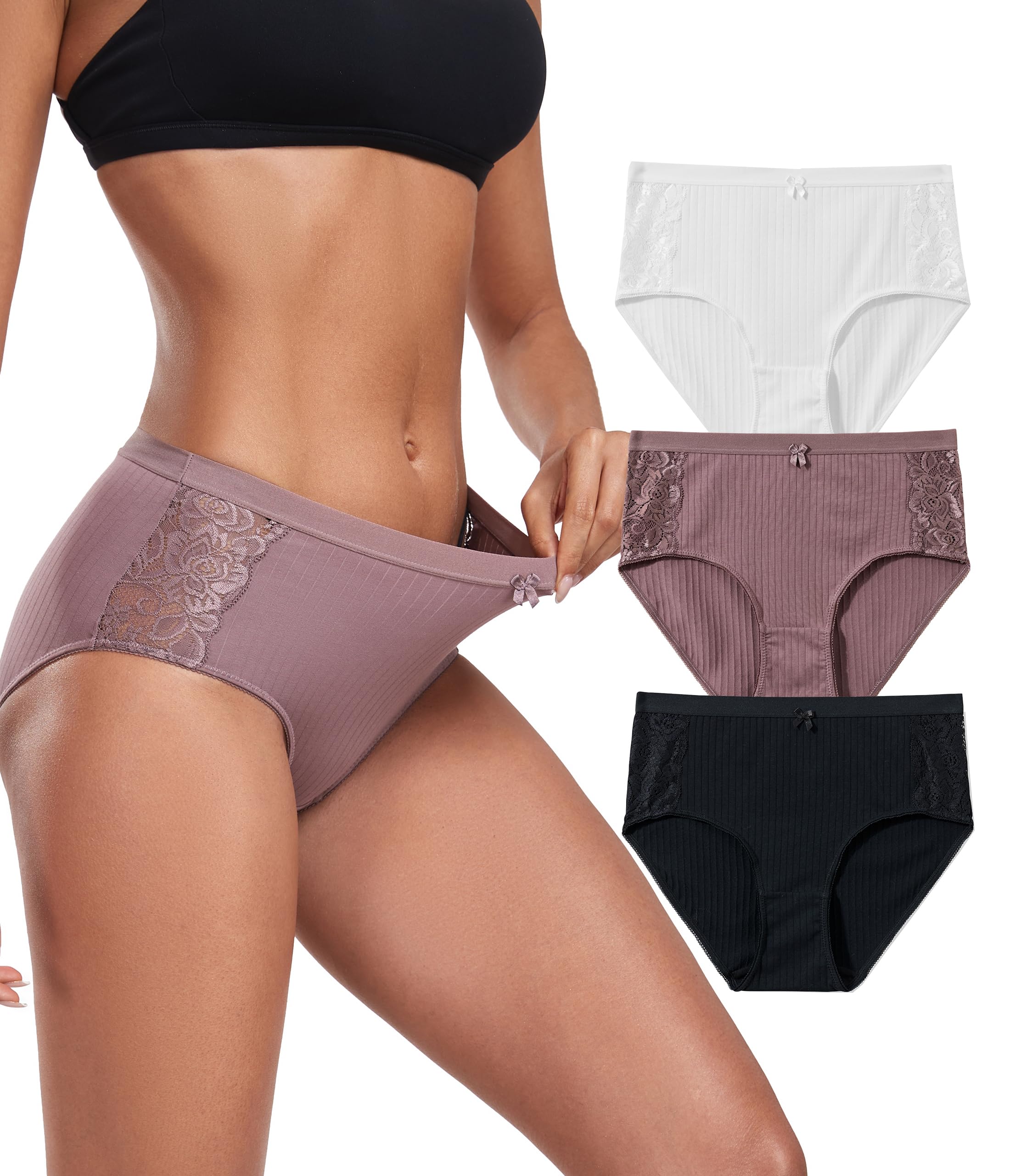 ANLIQI Women's Cotton Modal Ployamide Bikini Panties, Soft Moisture Wicking Hipster Briefs Undies for Ladies Multi-Pack
