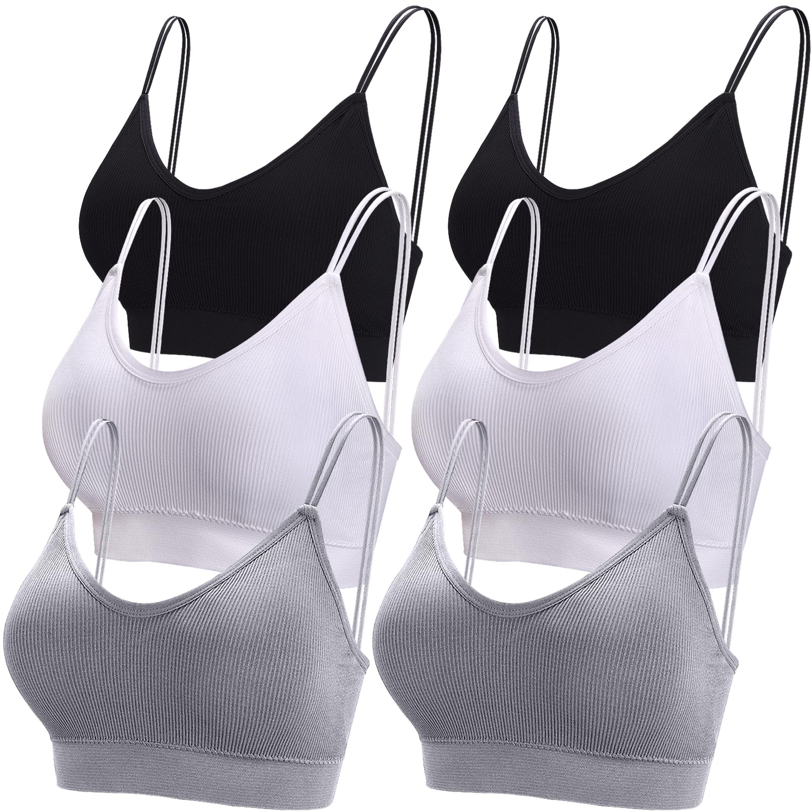 BQTQ 6 Pcs V Neck Bralettes for Women Padded Bralette with Straps Seamless Bra