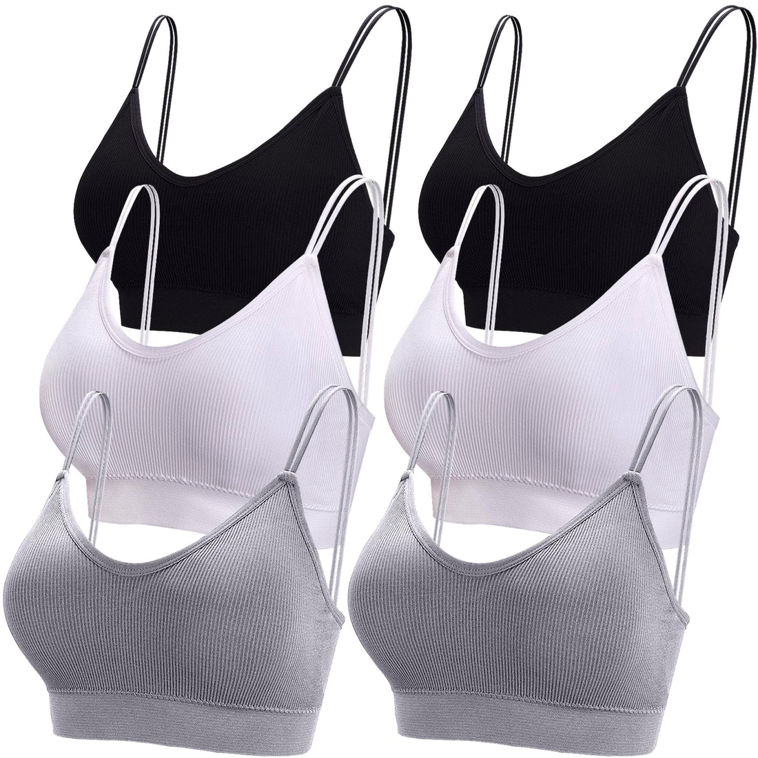 BQTQ 6 Pcs V Neck Bralettes for Women Padded Bralette with Straps Seamless Bra