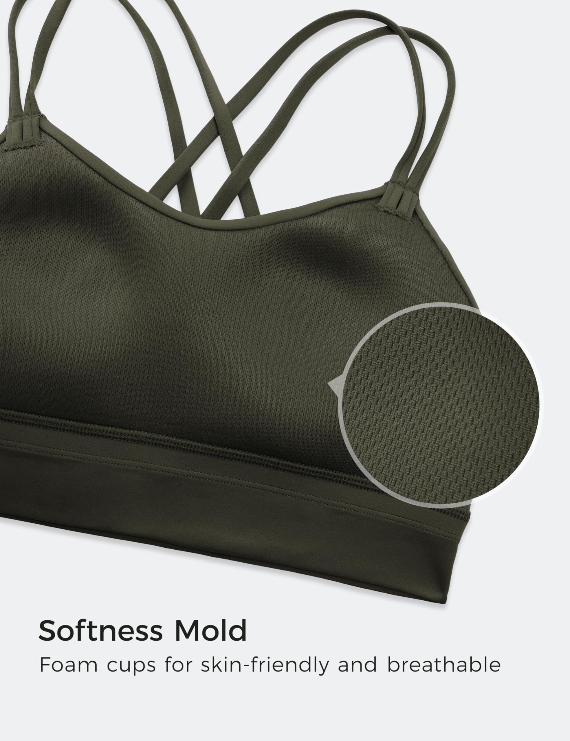 CRZ YOGA Softness Mold Butterluxe Sports Bras | Molded Cup, Light Support, Yoga, Extremely Soft, Longline, Strappy Back, Scoop Neck, for Women