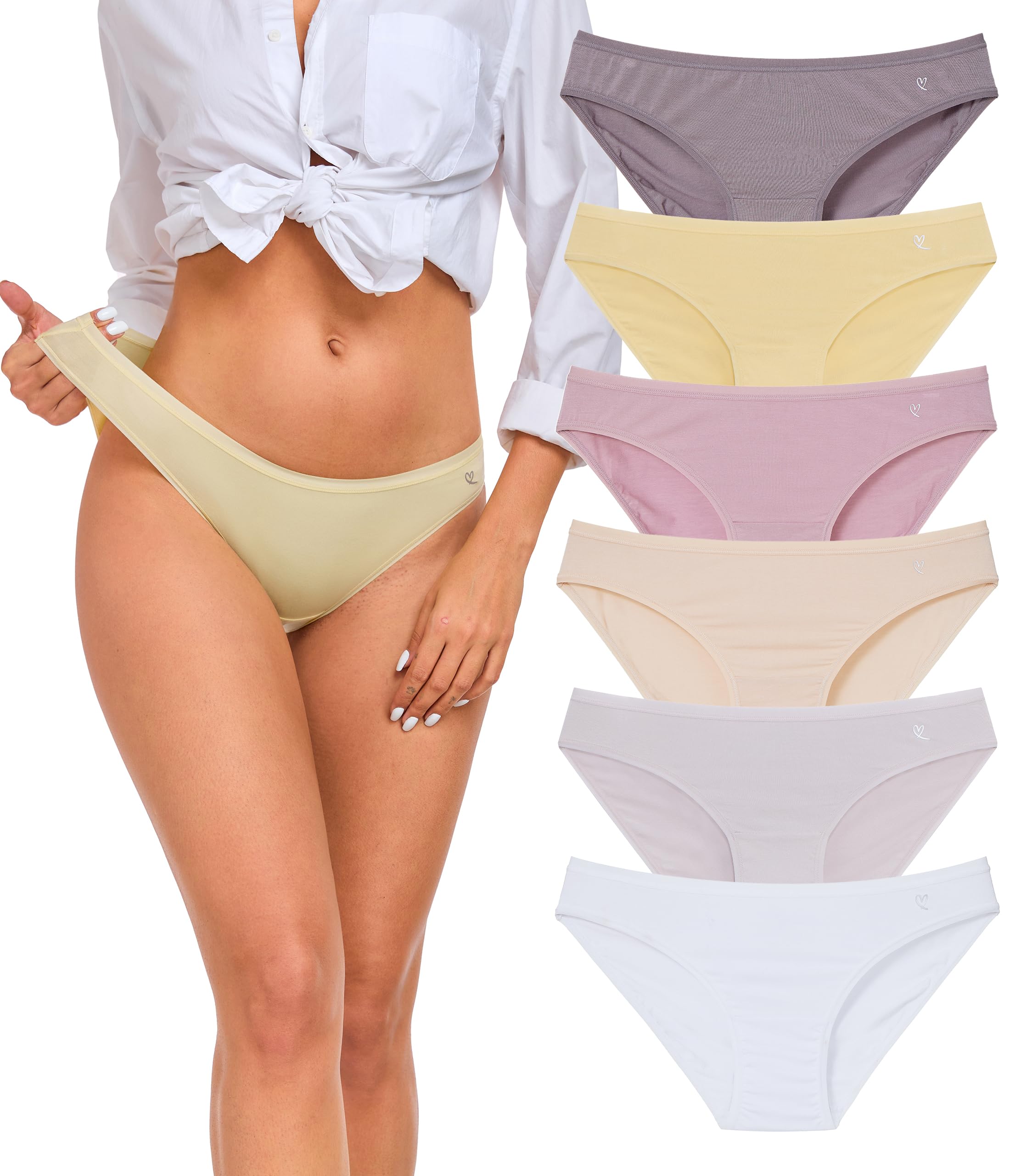 ANLIQI Modal Underwear Women Supersoft Bikini Panties for Women Pack Hi Cut Hipster Breathable Comfy Stretchy Ladies Undies