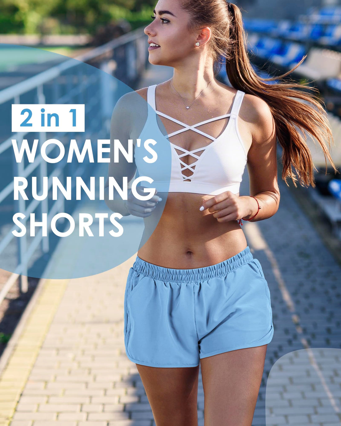 Womens Running Shorts with Liner Womens 2 in 1 Athletic Shorts Quick Dry Shorts with Pockets for Walking Gym Hiking