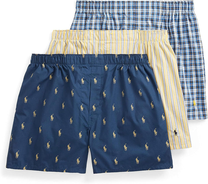 POLO RALPH LAUREN Underwear Boxers Pack, 3-Pack, Classic Fit Cotton Woven Men's Underwear, (Big & Tall Availble)