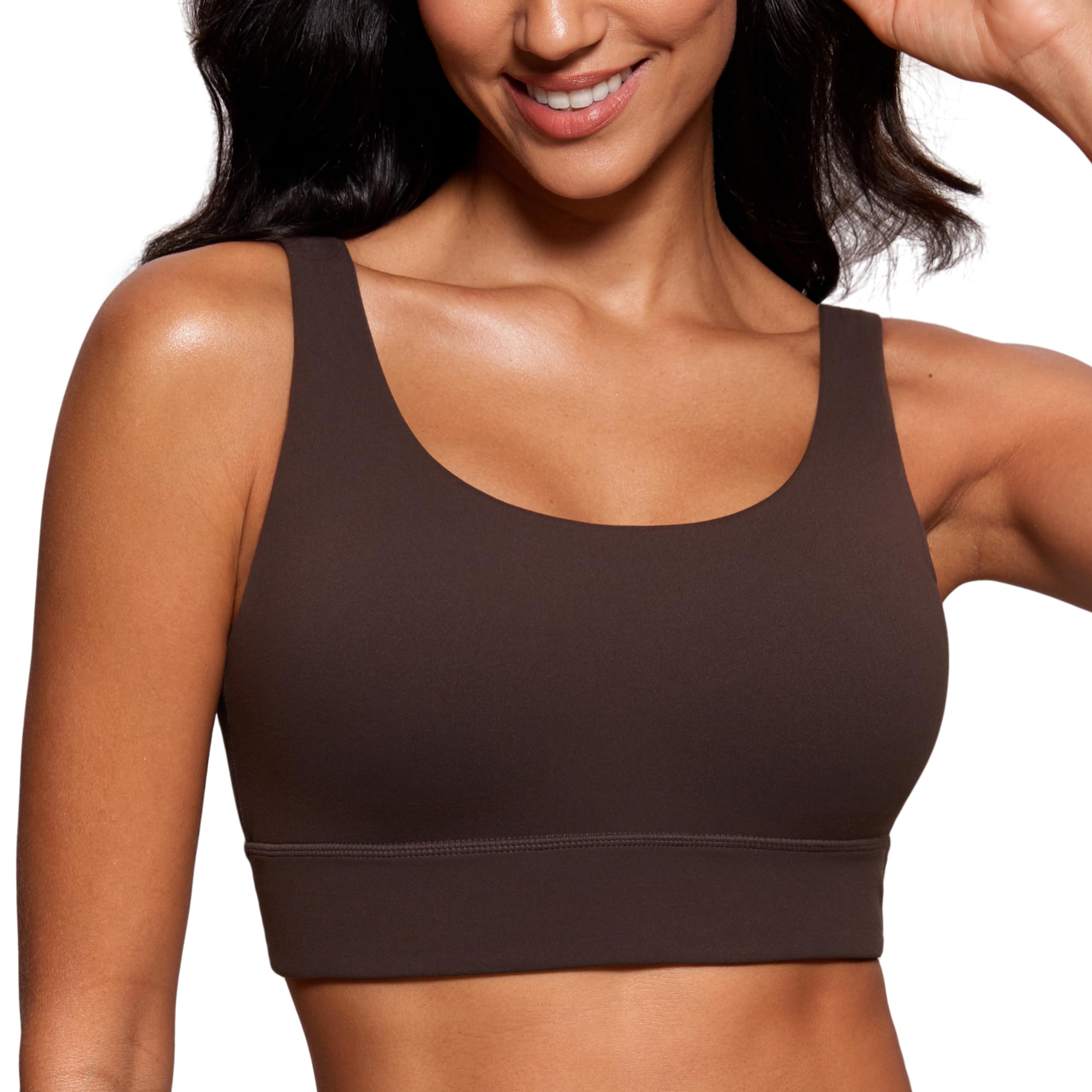 CRZ YOGA Butterluxe U Back Sports Bras | Light Support, Removable Pads, Yoga, Extremely Soft, Longline, Scoop Neck, Wide Straps, for Women