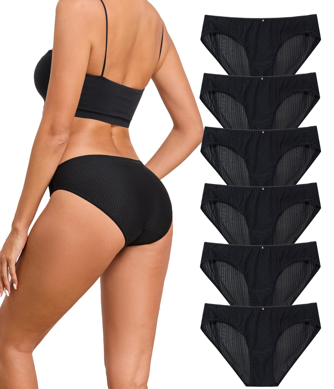 ANLIQI Womens Bikini Underwear Quick Dry Travel Panties Packs Ployamide Hipster Low Rise Soft Fast Wash Comfy Lady Undies