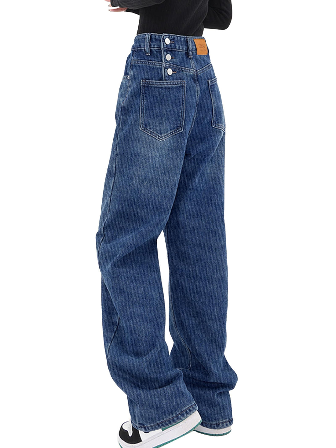 EMMIOL Women Baggy Jeans High Waist Boyfriend Streetwear Vintage Jeans Wide Leg Denim Pants