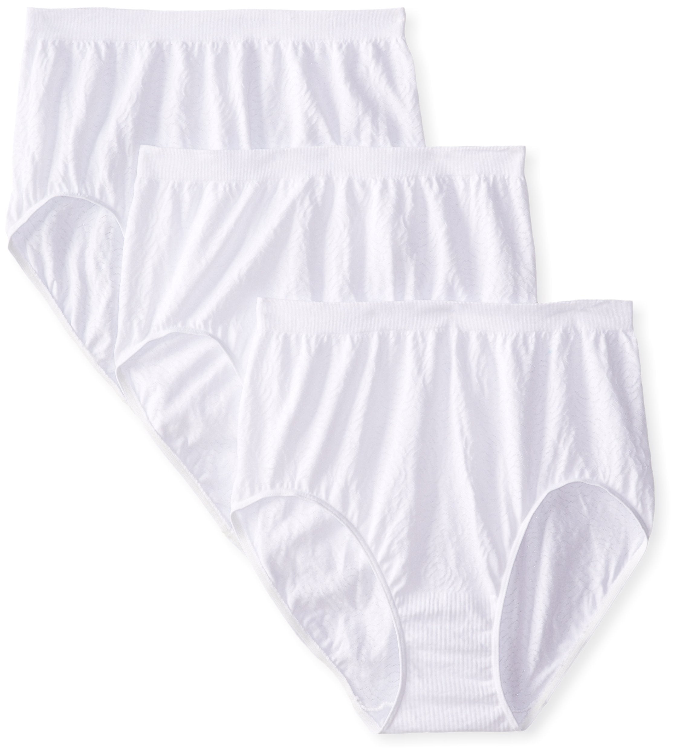Bali Women's Comfort Revolution Seamless Brief Underwear, Microfiber Stretch Panty, 3-pack