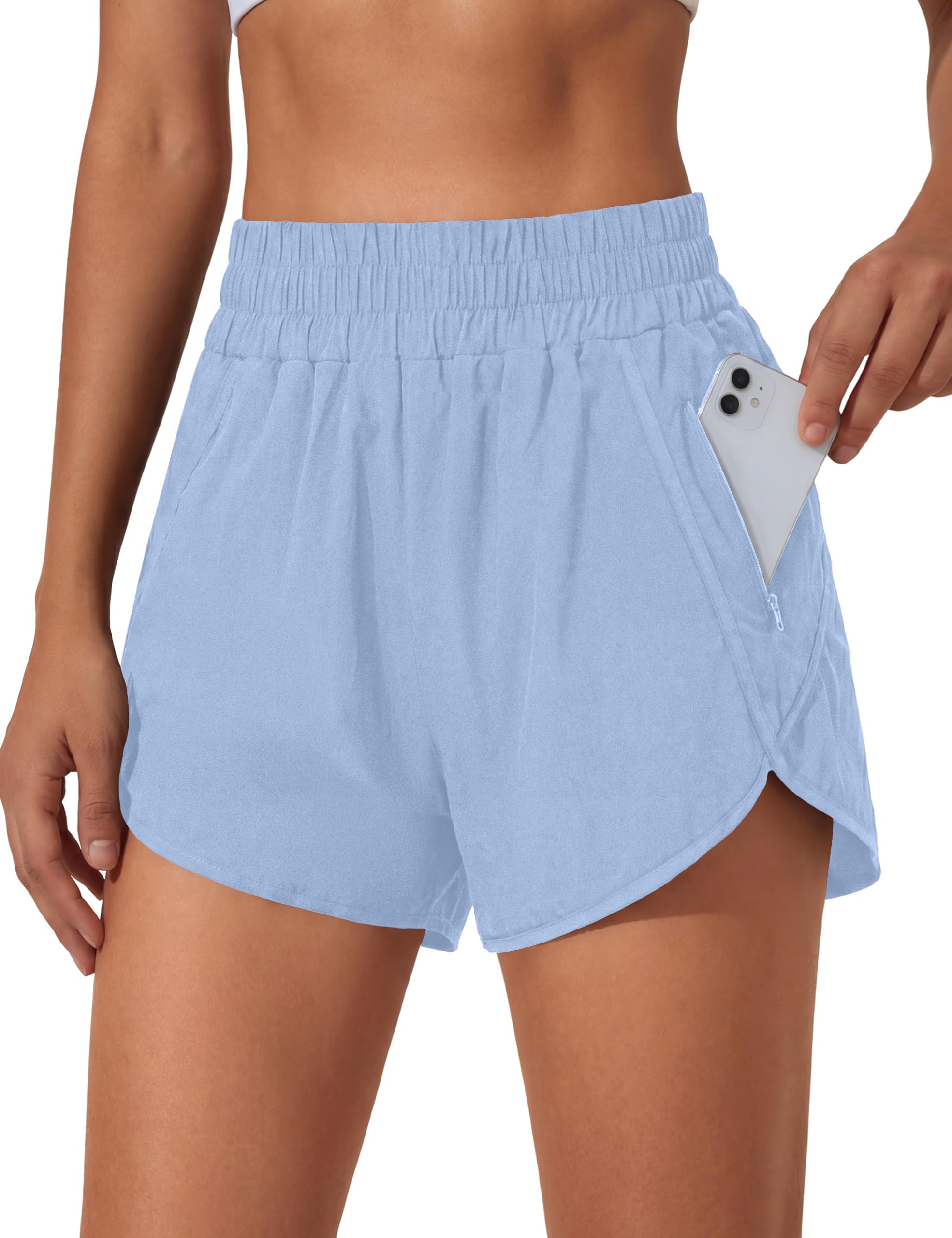 BMJL Women's Running Shorts Elastic High Waisted with Pockets, 2.5" Sporty Workout Quick Dry Athletic Shorts
