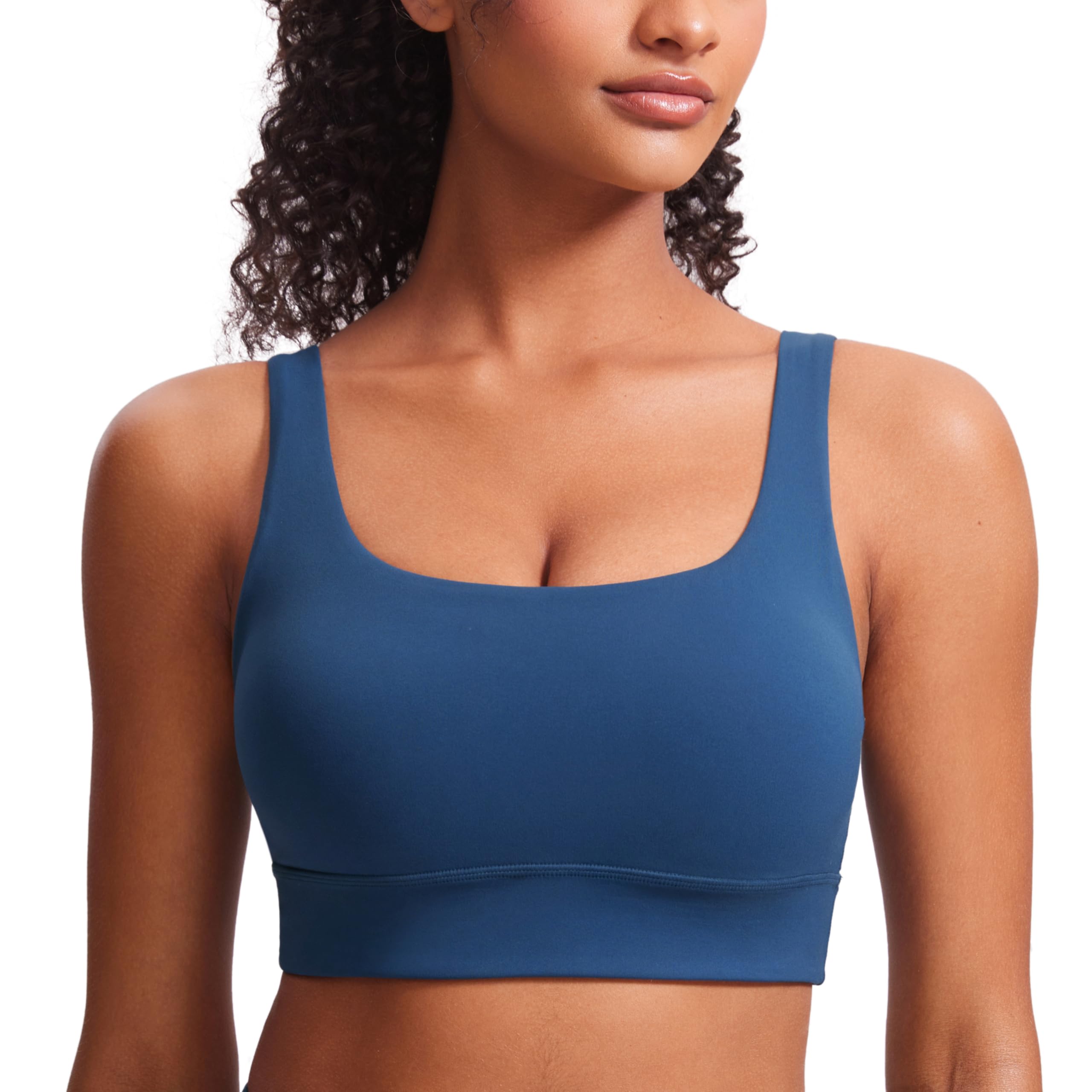 CRZ YOGA Butterluxe U Back Sports Bras | Light Support, Removable Pads, Yoga, Extremely Soft, Longline, Scoop Neck, Wide Straps, for Women