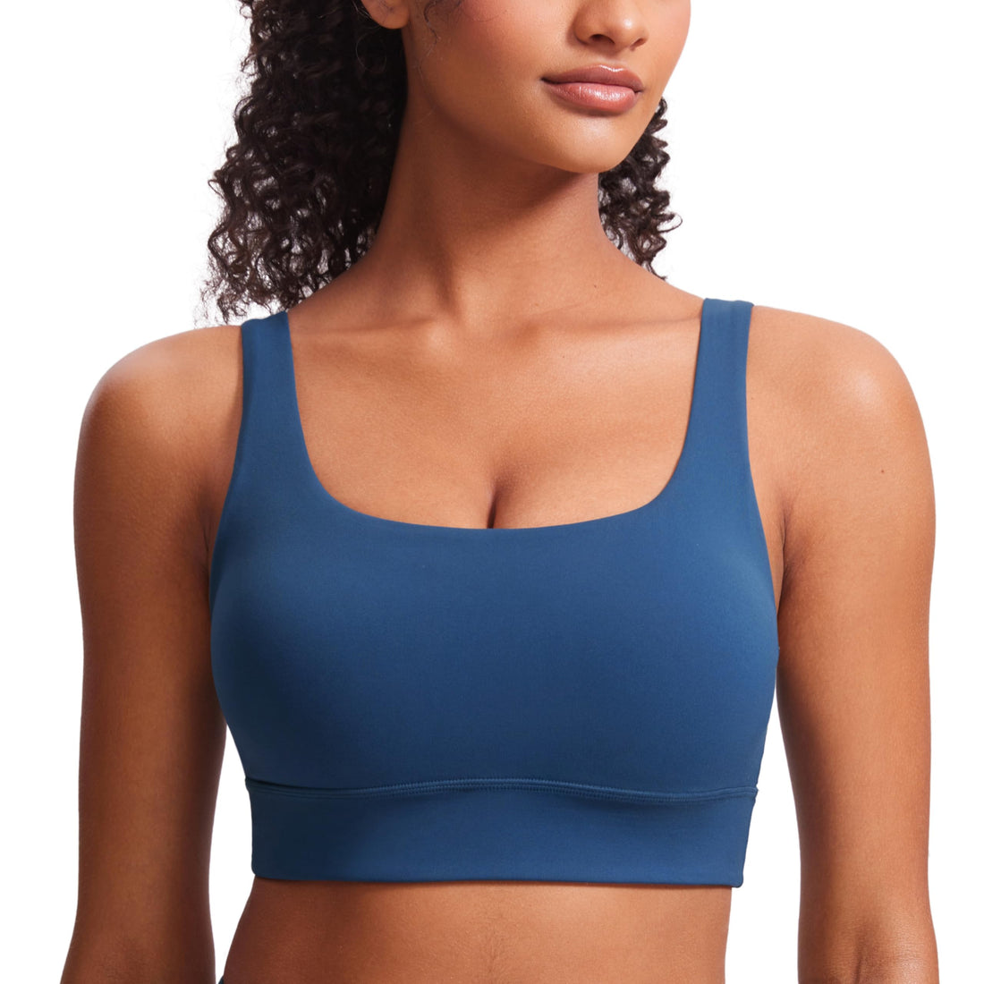 CRZ YOGA Butterluxe U Back Sports Bras | Light Support, Removable Pads, Yoga, Extremely Soft, Longline, Scoop Neck, Wide Straps, for Women