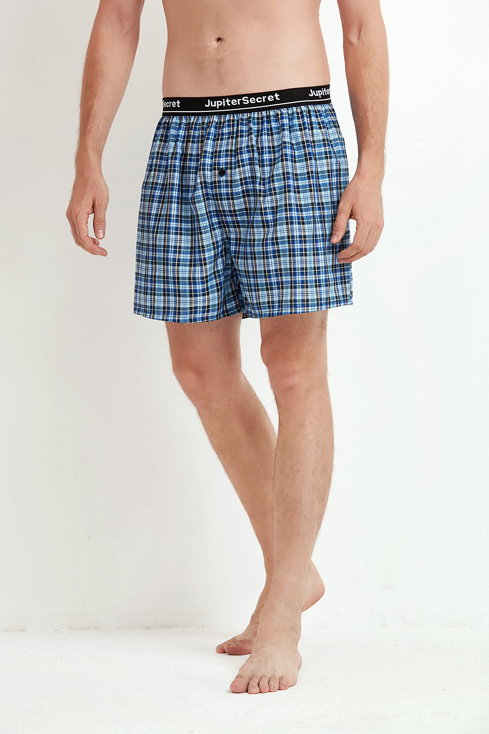 JupiterSecret Men's Underwear Woven Boxers for Men Pack Cotton Boxer Shorts Elastic Waistband
