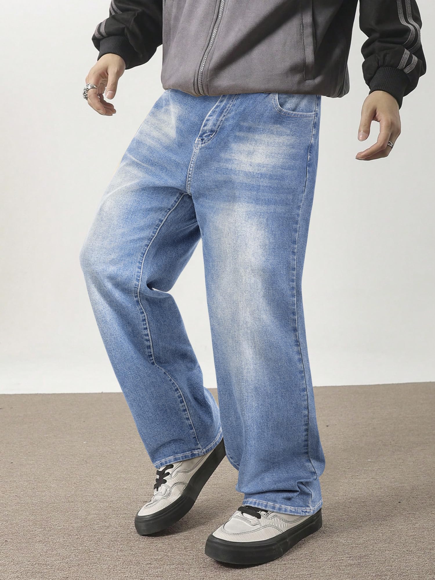 JMIERR Men's Tapered Baggy Jeans - Loose Fit Wide Leg Denim Pants | Vintage Relaxed Loose Fit, Stretch, Wide Leg, Skater Streetwear, 5 Pockets, Casual Carpenter Jean, Hip Hop,Loose Fit,Outfit
