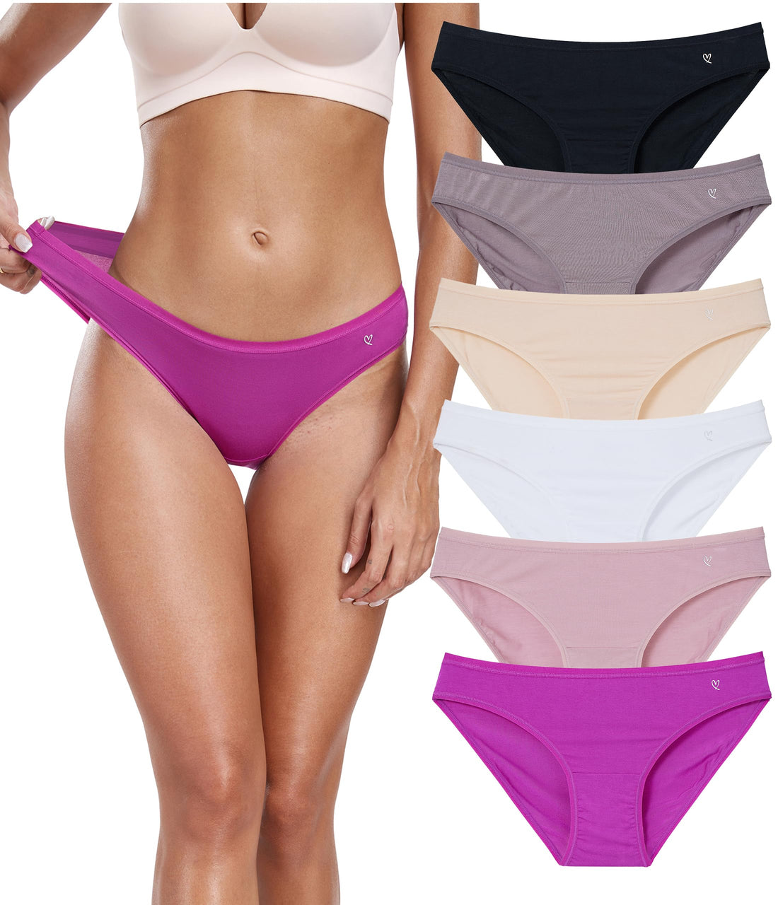 ANLIQI Modal Underwear Women Supersoft Bikini Panties for Women Pack Hi Cut Hipster Breathable Comfy Stretchy Ladies Undies
