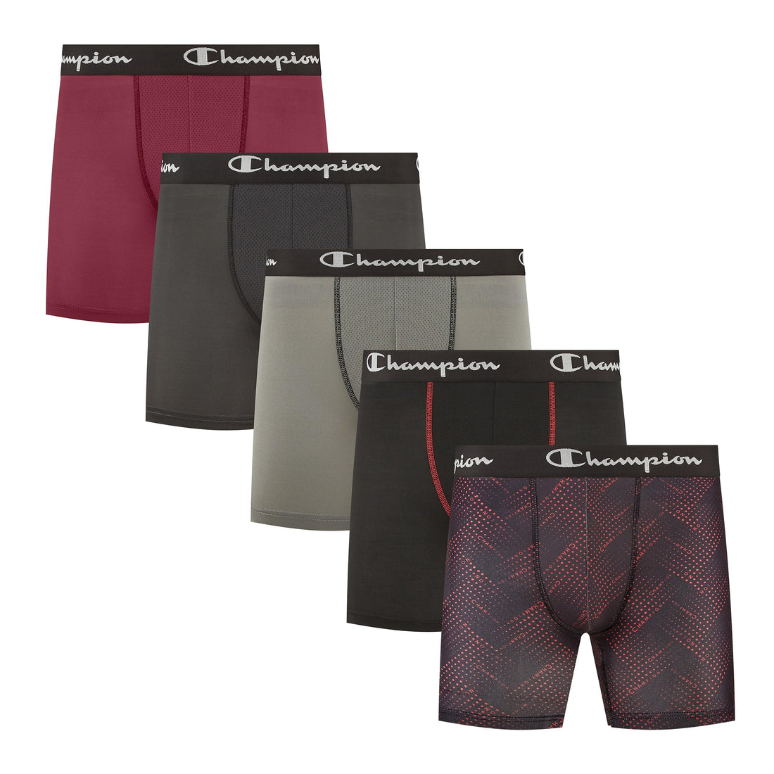 Champion Men's Performance Boxer Brief-5 Pack- With Moisture-wicking, Odor Control, Mesh Pouch & No Ride-up Fit (S–xl)