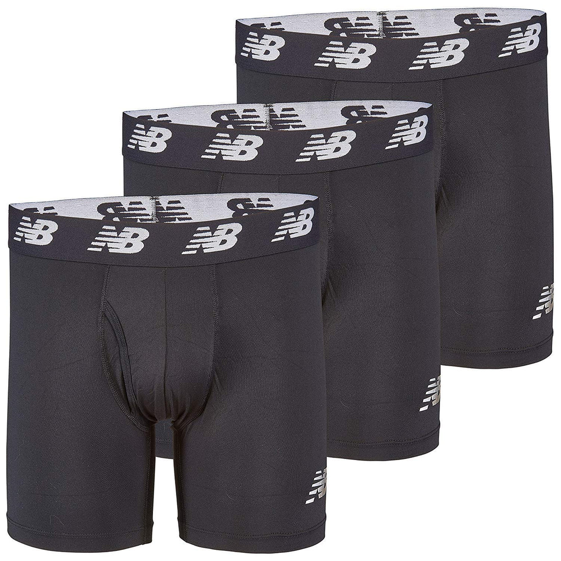 New Balance Men's Performance Boxer Briefs with Fly, Breathable Stretch Underwear, Moisture Wicking, Soft Waistband (3 Pack)