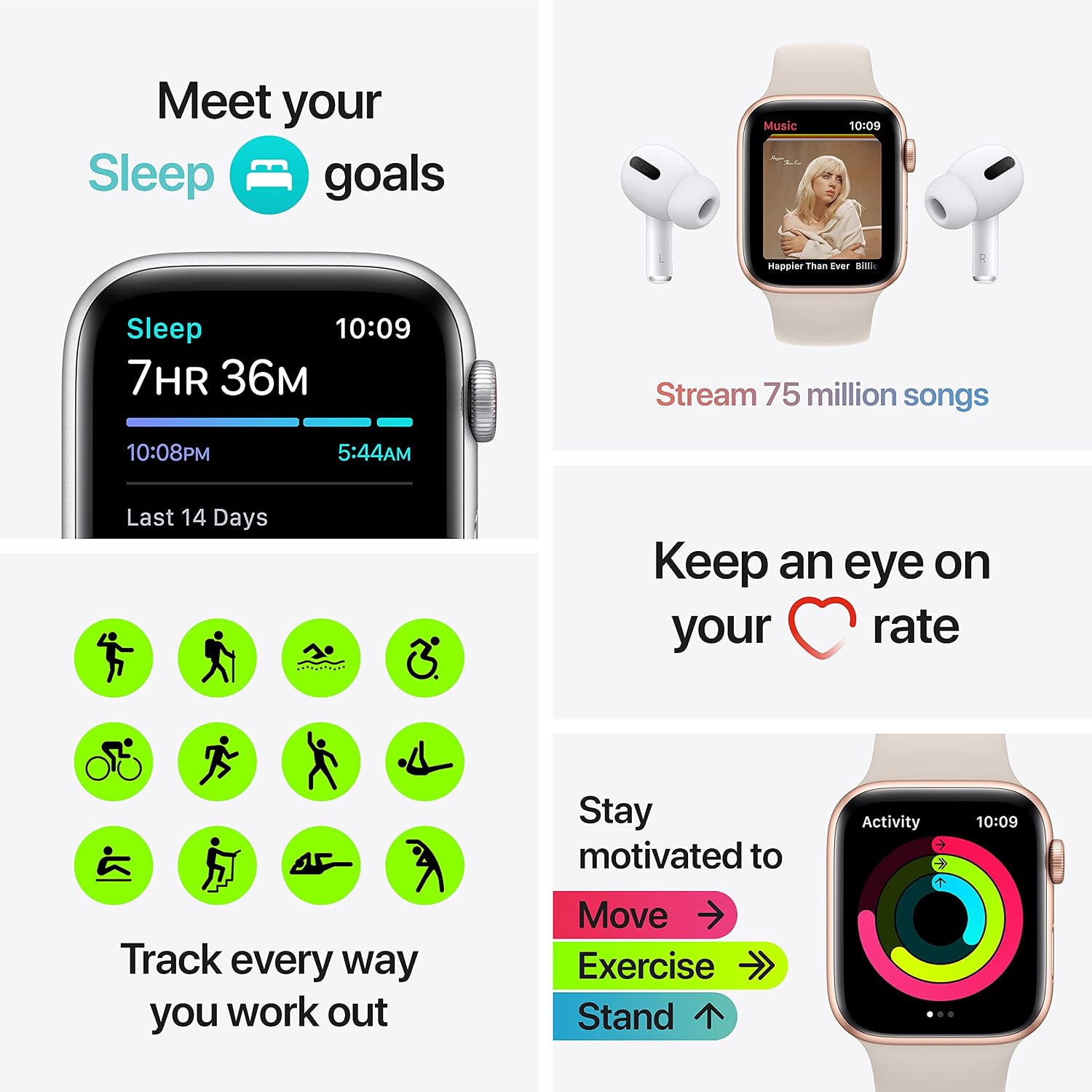 Apple Watch SE (Gen 1) [GPS + Cellular 40mm] Smart Watch w/Silver Aluminium Case with Abyss Blue/Moss Green Sport Loop. Fitness & Activity Tracker, Heart Rate Monitor, Retina Display, Water Resistant