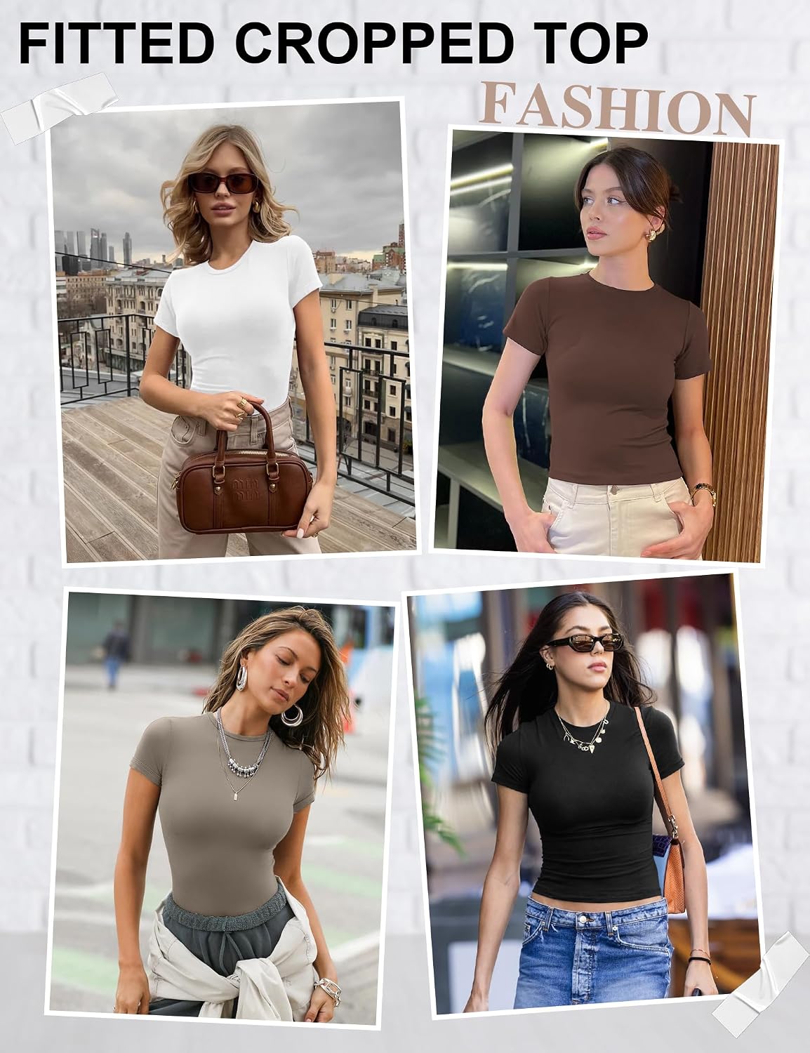 4 Pack Basic Tees T Shirts for Women Workout Gym Compression Fitted Short Sleeve Plain T Shirts Crop Tops Y2K