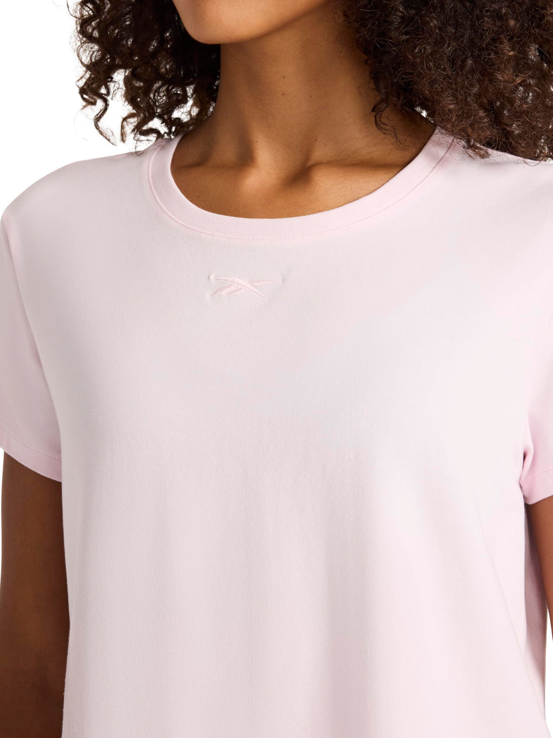 Reebok Women's Embroidery Hit Graphic Crewneck T-Shirt, Standard Fit, Lightweight Stretch Cotton Fabric