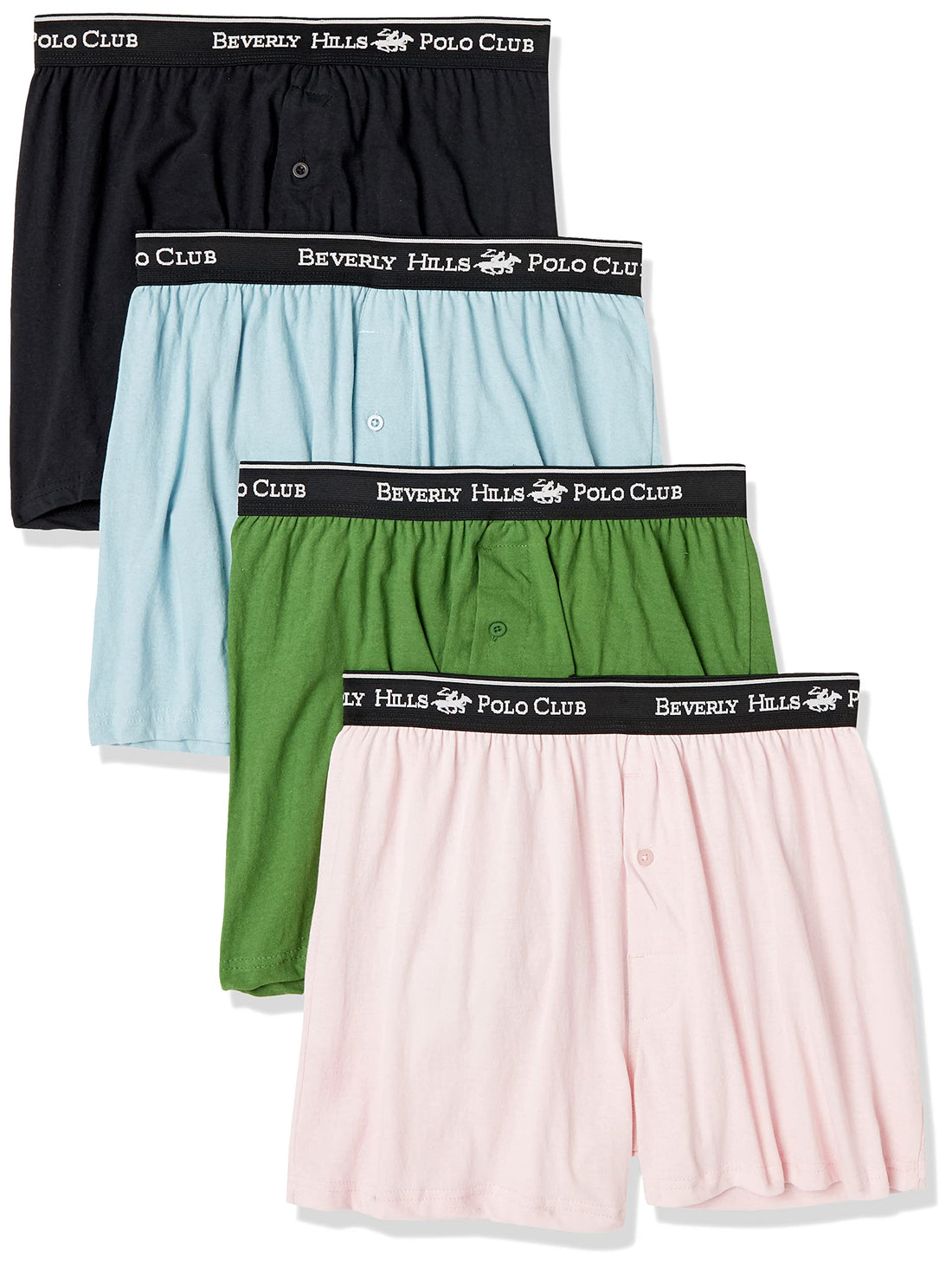 Beverly Hills Polo Club Men's 4 Pack Knit Boxer Short