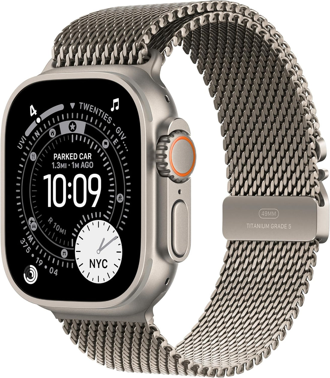 Apple Watch Ultra 3 [GPS + Cellular 49mm] Running & Multisport Smartwatch w/Rugged Titanium Case w/Natural Titanium Milanese Loop - L. Satellite Communications, Advanced Health & Fitness Tracking