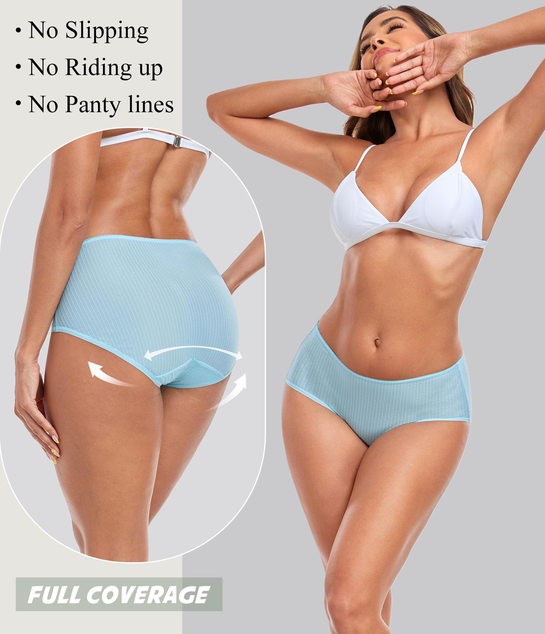 ANLIQI Quick Dry Underwear for Women Travel Panties Pack Hipster Panty Soft & Lightweight Bikini Brief Stay Fresh Undies