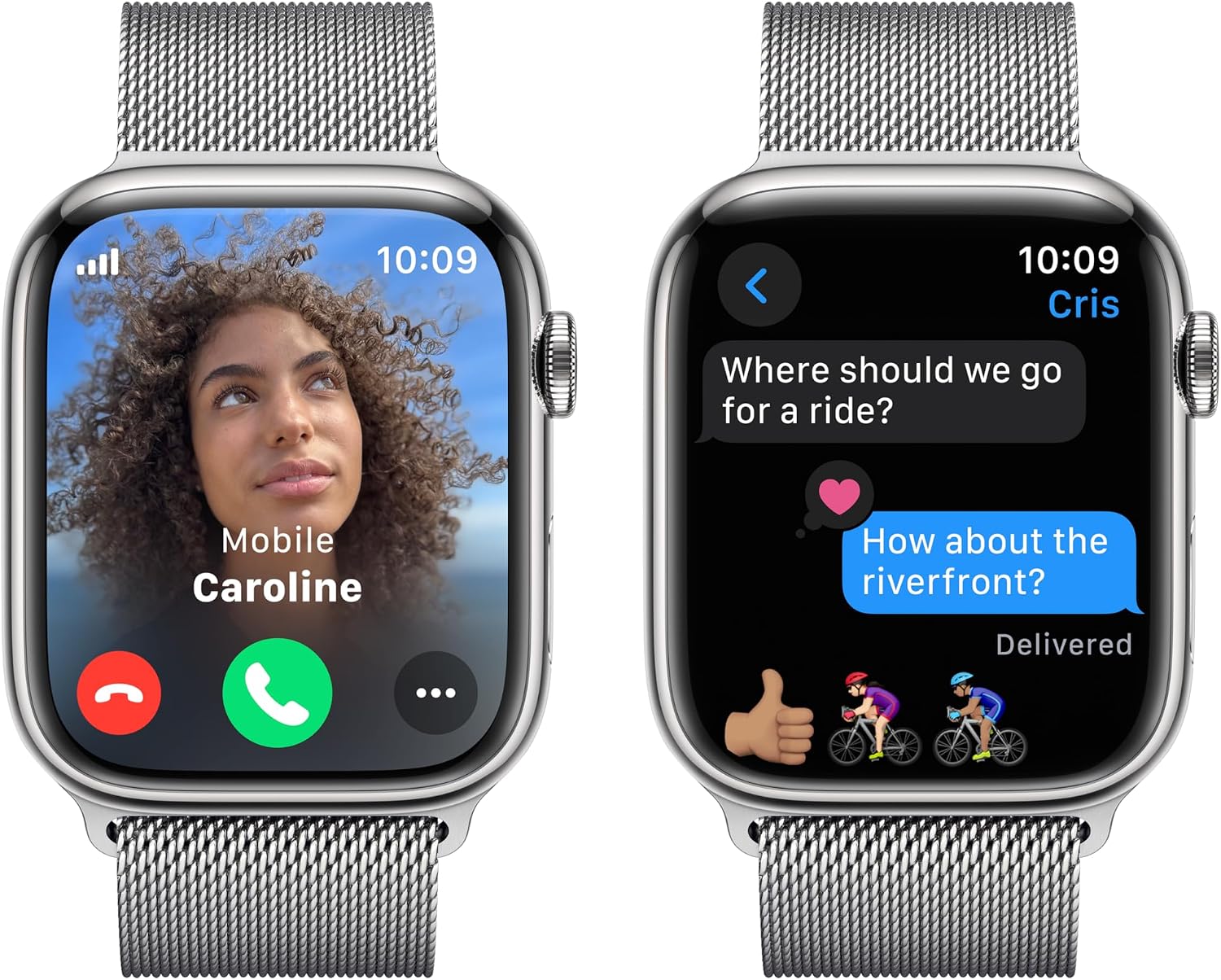 Apple Watch Series 9 [GPS + Cellular 45mm] Smartwatch with Silver Stainless Steel Case with Silver Milanese Loop. Fitness Tracker, Blood Oxygen & ECG Apps, Always-On Retina Display