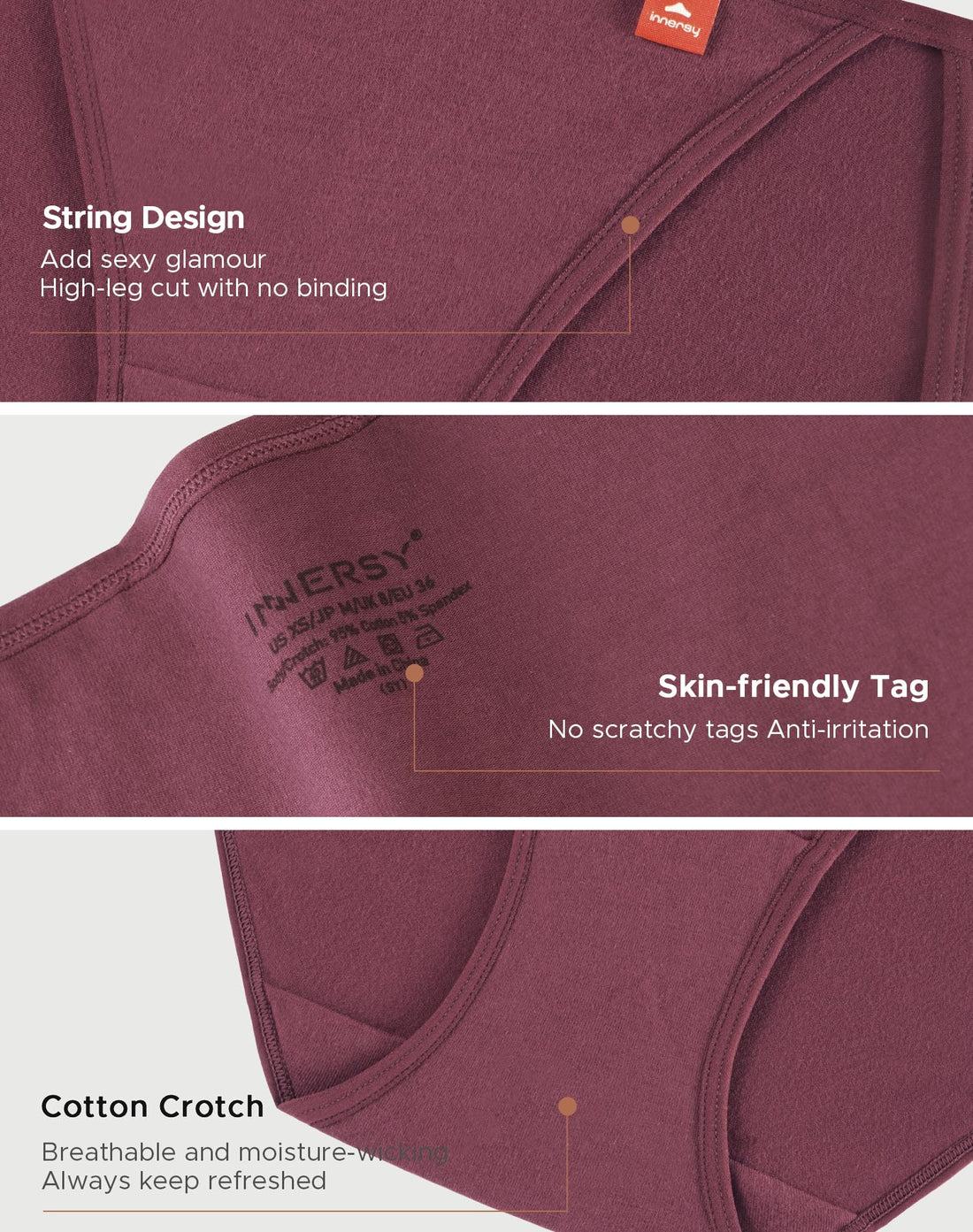 INNERSY Women's Cotton String Bikini Underwear 6-Pack