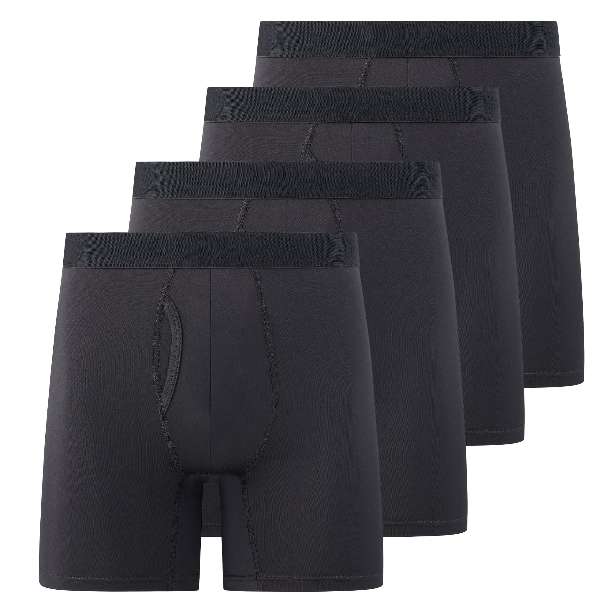 Mens Boxer Briefs, Pack of 4, Microfiber Moisture Wicking Tagless Underwear