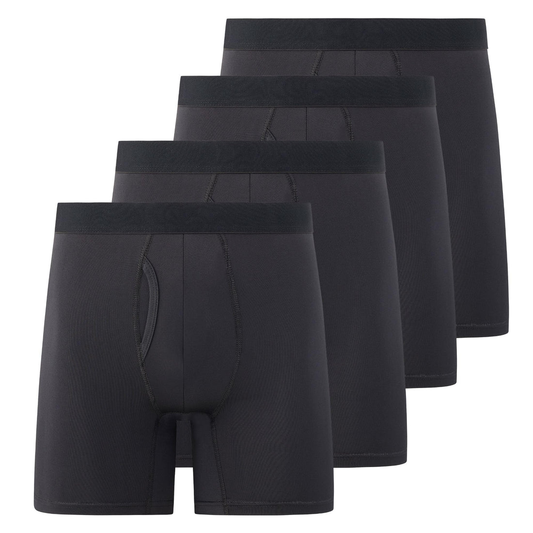 Mens Boxer Briefs, Pack of 4, Microfiber Moisture Wicking Tagless Underwear