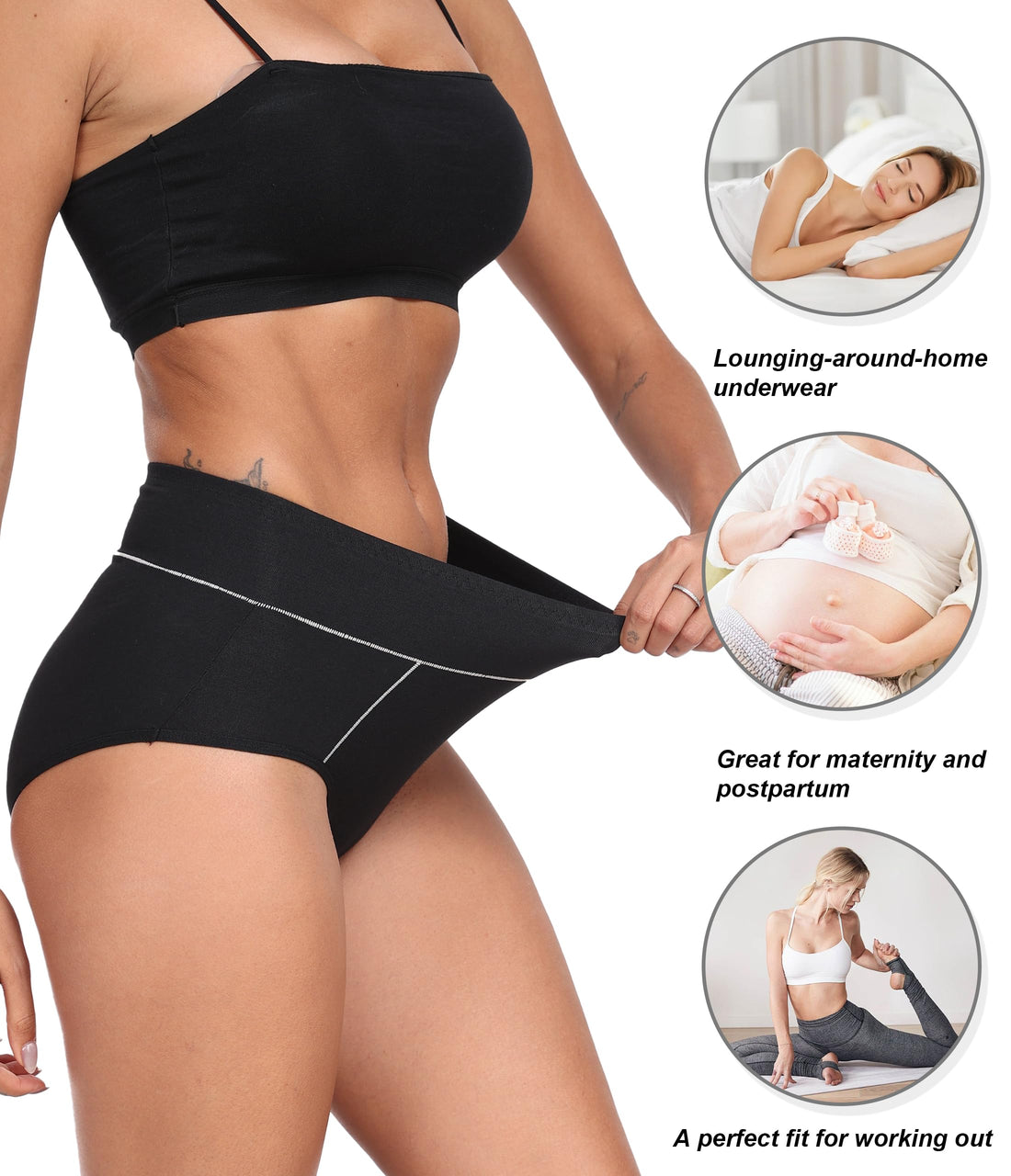 ANLIQI Women's Cotton Underwear High Waist Tummy Control Briefs Full Coverage Multipack Breathable Stretch Ladies Panties