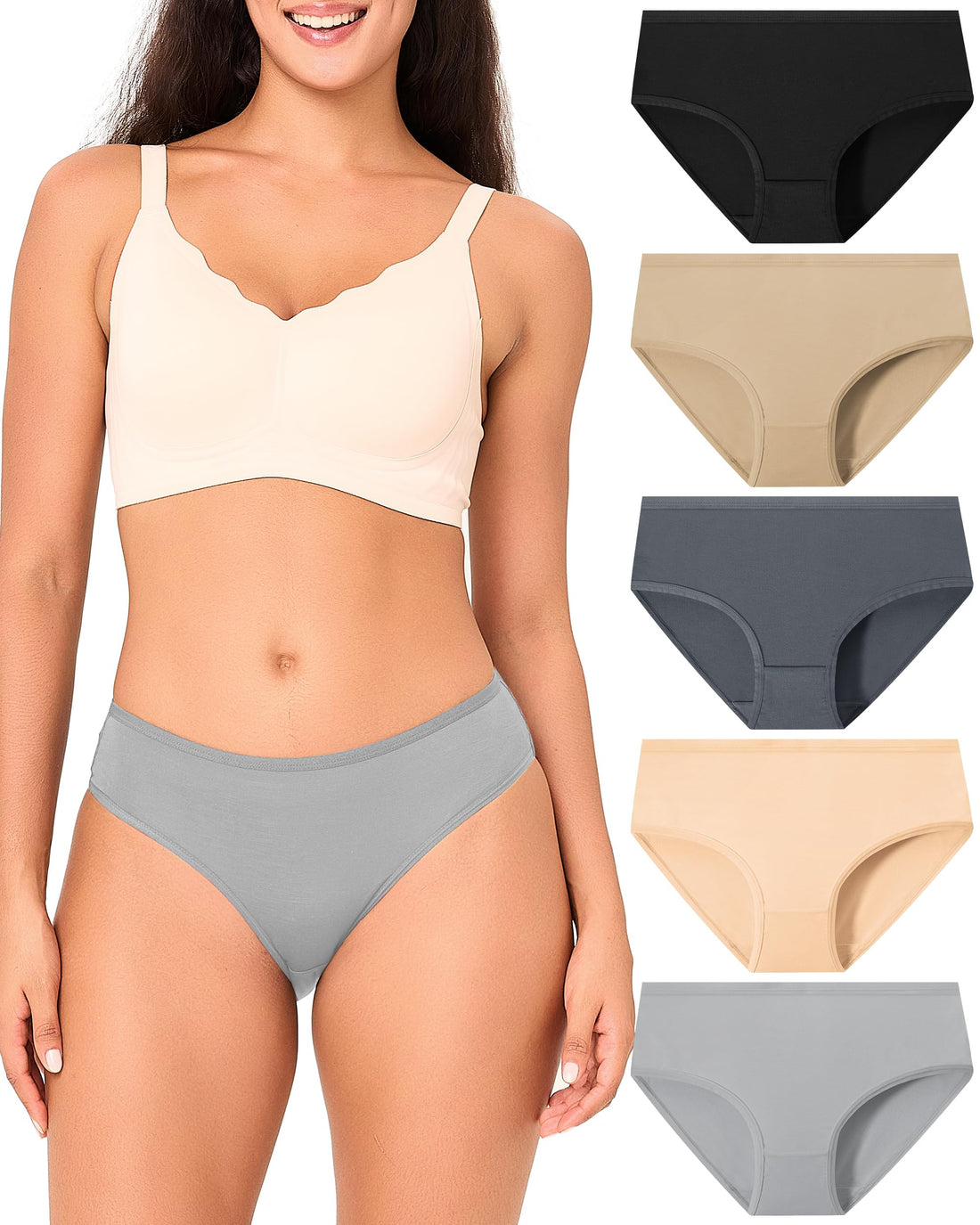 BAMBOO COOL Women's Underwear Briefs for Women Lightweight Ladies Panties Moisture-Wicking Stretchy Soft Breathable 5-pack