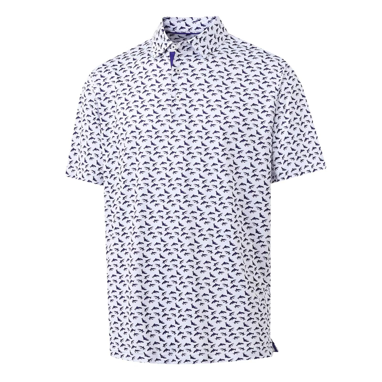 M MAELREG Mens Golf Shirt Short Sleeve Dry Fit Print Moisture Wicking Performance Patterns Collared Polo Shirt
