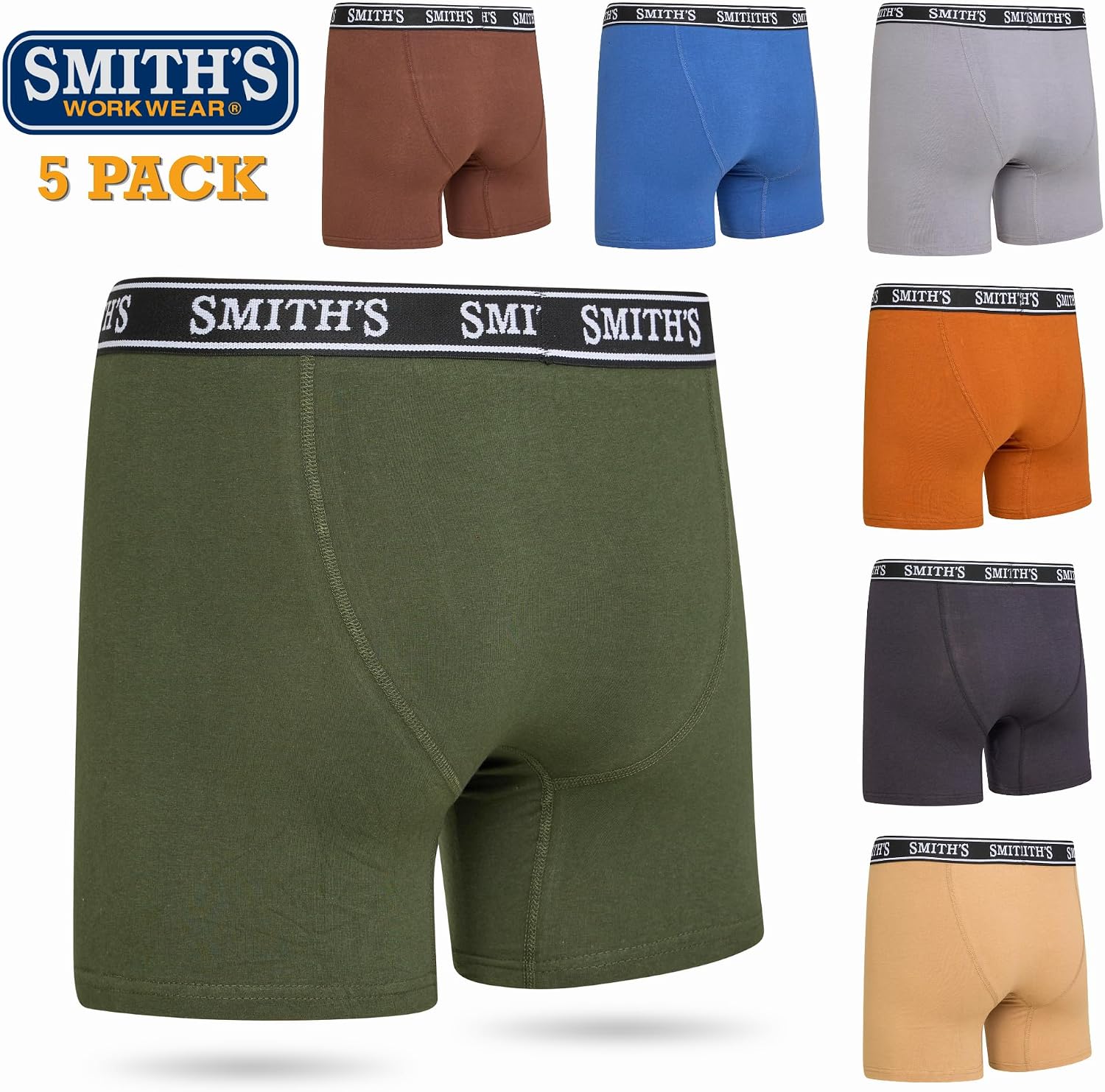 Smiths Mens Underwear 7 Pack Mens Boxer Briefs for Men Soft Cotton Stretch
