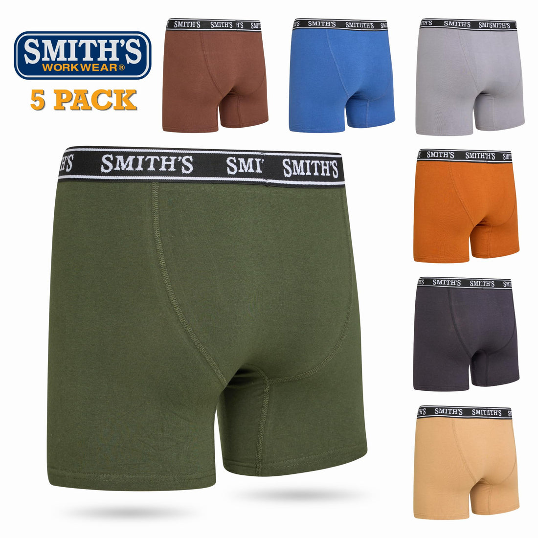 Smiths Mens Underwear 7 Pack Mens Boxer Briefs for Men Soft Cotton Stretch